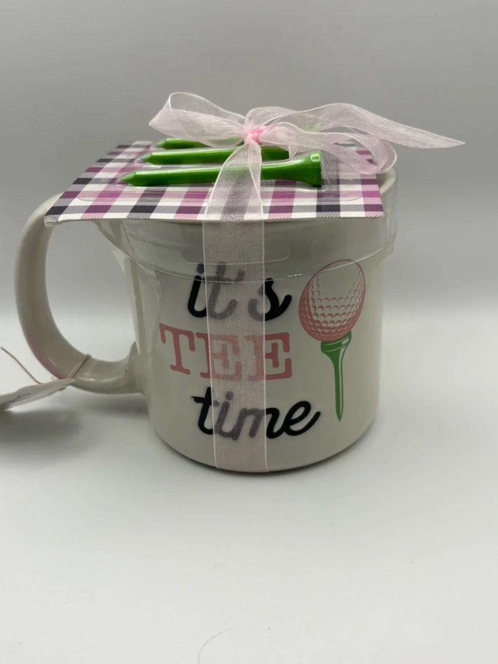 'It's Tee Time' Pink & Green Golf Mug Gift Set